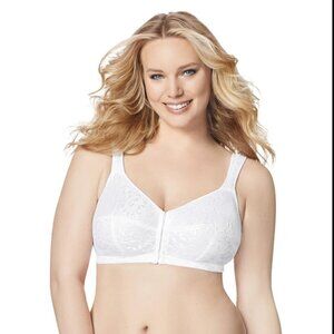 NEW Playtex 44C Women's Easy-On Front Close Wireless Bra, Style 1107 White